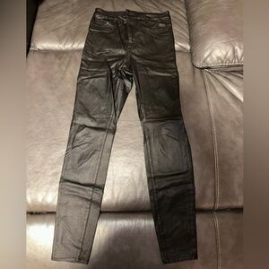 Black Faux Leather Women's Jeans